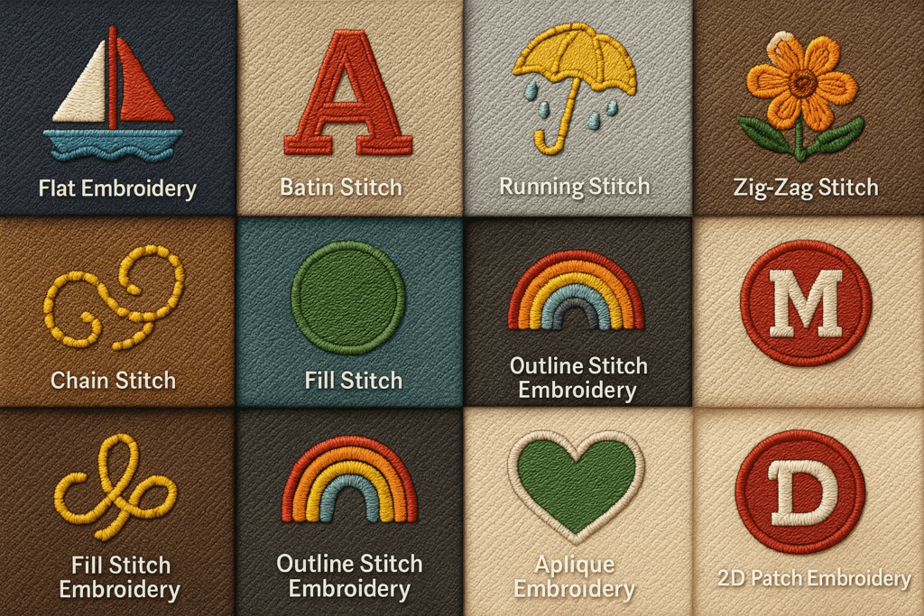 2D embroidery on custom garments