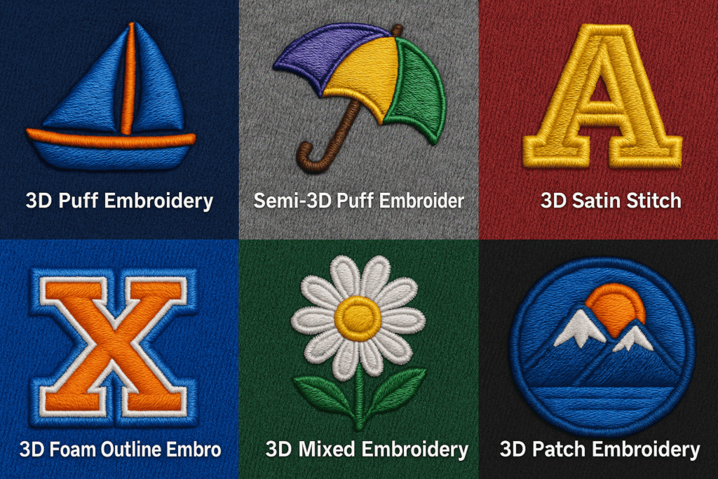 3D puff embroidery for clothing brands