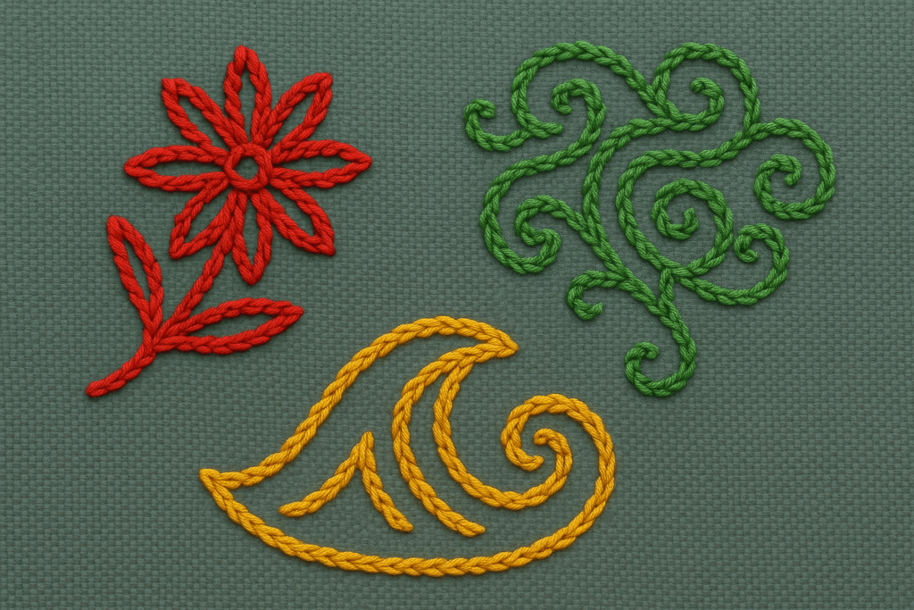 Chain stitch embroidery for garments