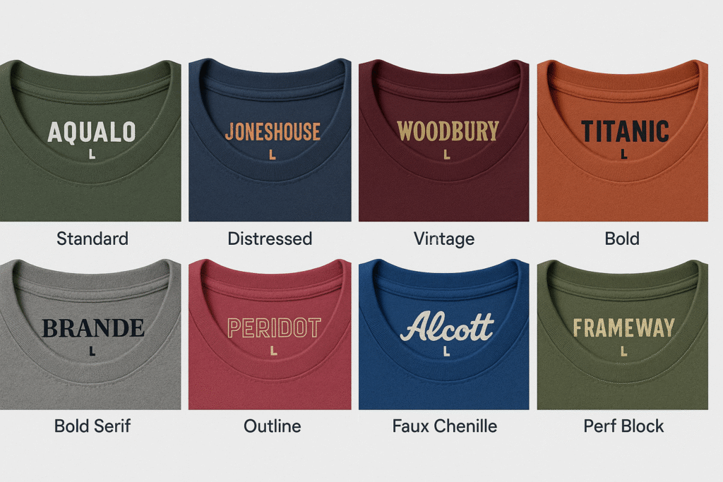 Heat transfer neck labels for clothing brands