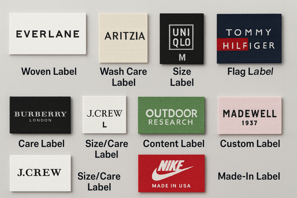 Printed labels used in garment manufacturing