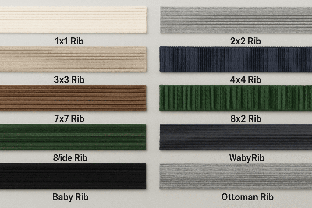 Rib fabrics used in cuffs and waistbands