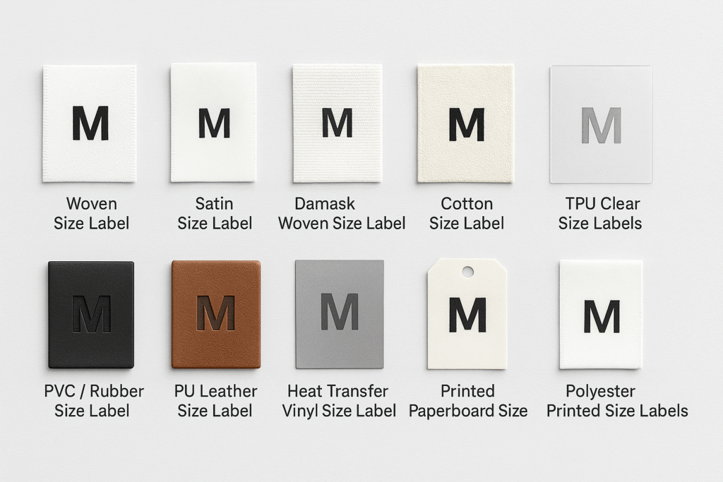 Size labels for clothing production
