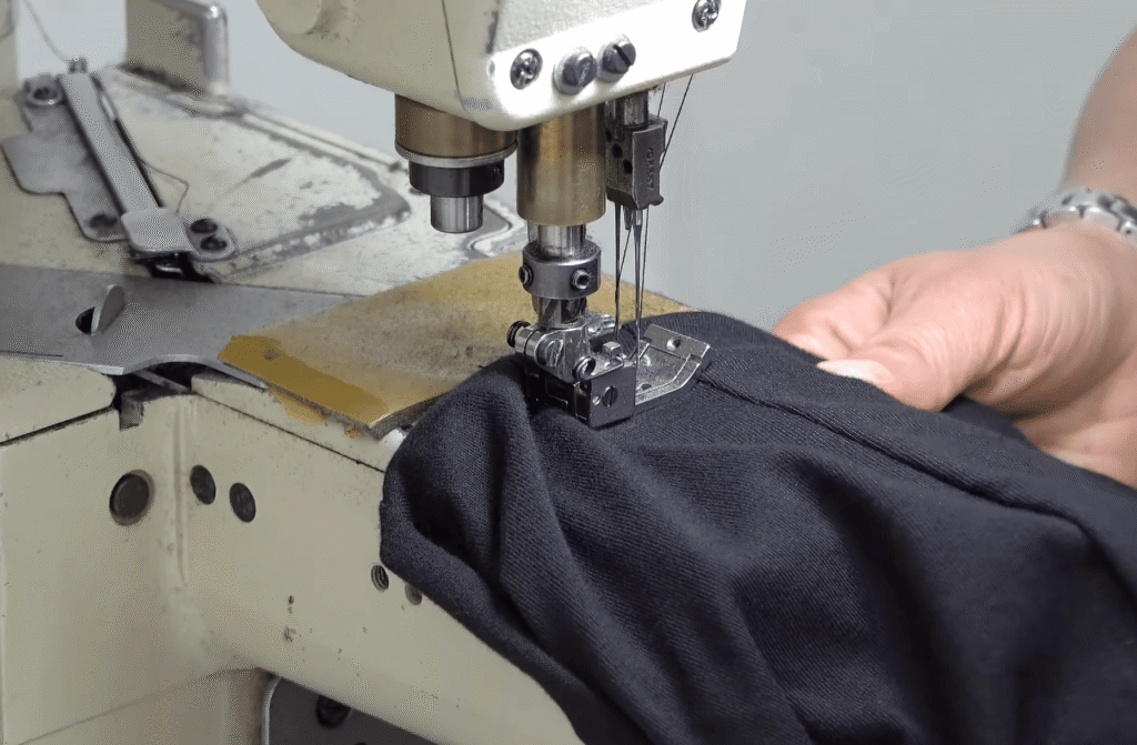 Stitching process in apparel manufacturing
